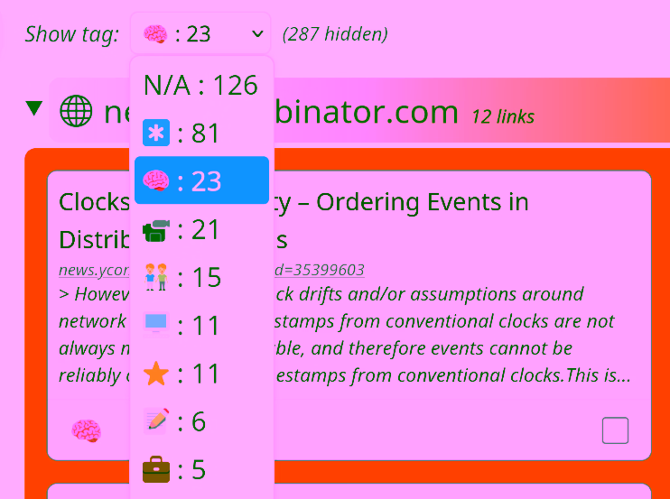 screenshot of emoji tags